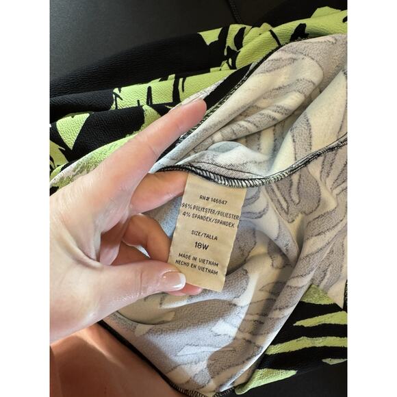 Maya Brooke Dress 18W Midi Tank Sheath Business Slit Stretch Lime Black Floral - Picture 6 of 6